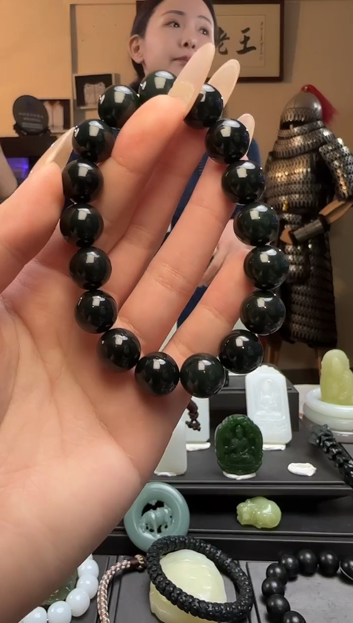 【闪购商品】和田玉青玉圆珠未镶嵌手串