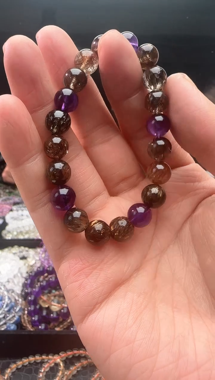 【闪购商品】烟晶手链银S925镶嵌黑金超7