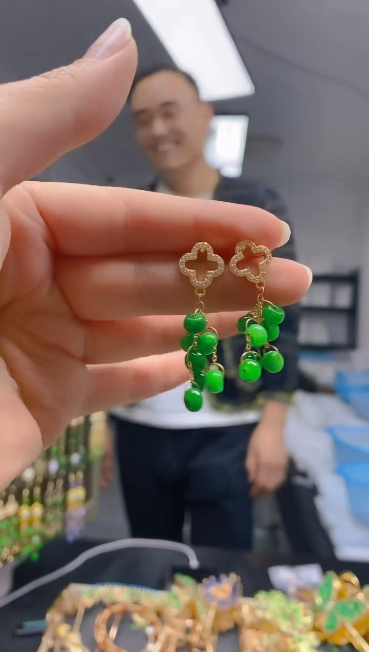 【闪购商品】翡翠耳饰合金0458翡翠耳钉