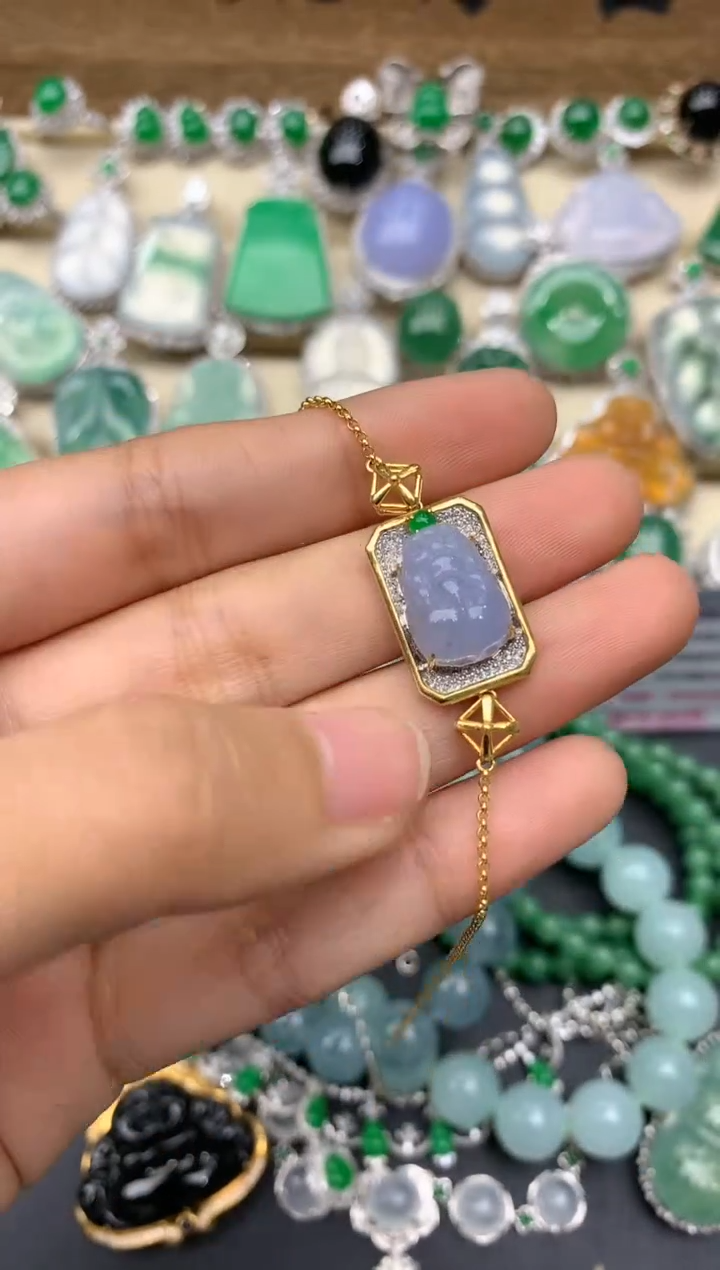 【闪购商品】翡翠手链18K金镶嵌284-中国好珍宝