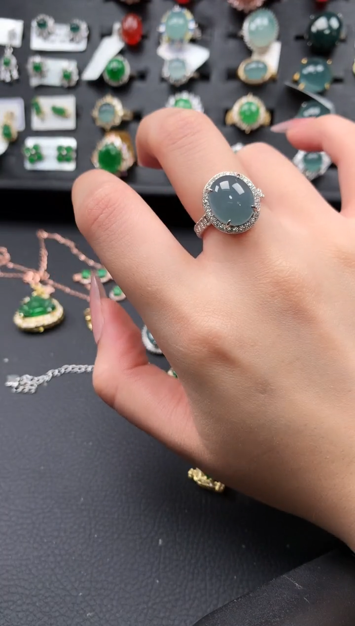 【闪购商品】翡翠戒指银S925镶嵌421341
