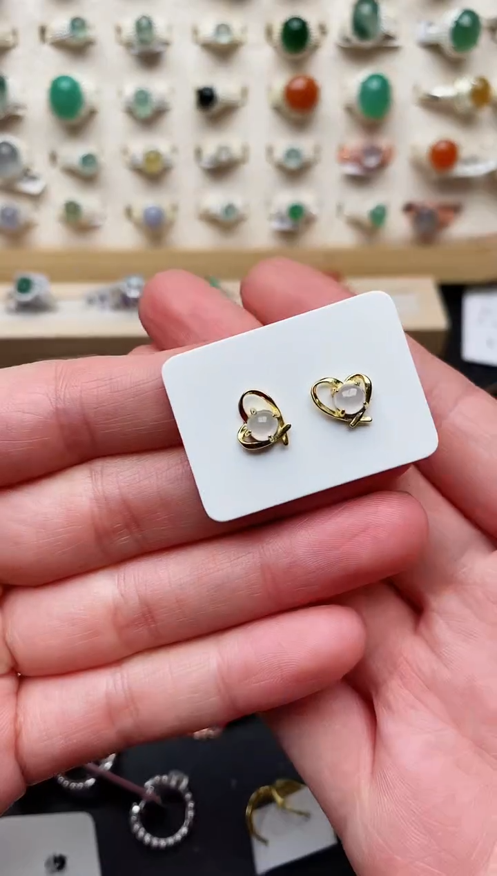 【闪购商品】翡翠耳饰银S925镶嵌天然翡翠444    1+