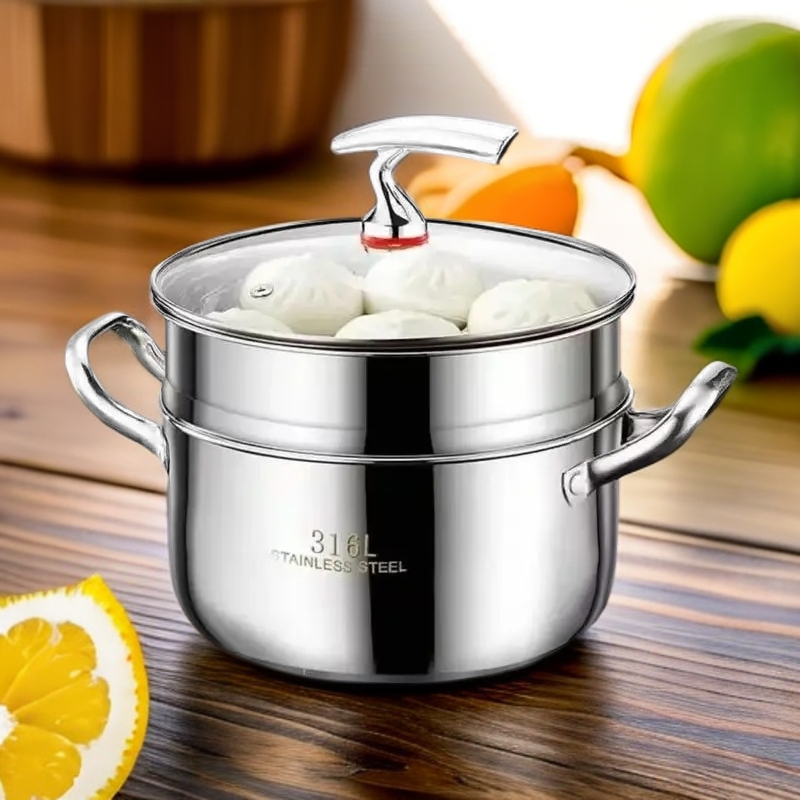 【双层24CM】不锈钢蒸汤锅电磁炉燃气灶通用上蒸下煮