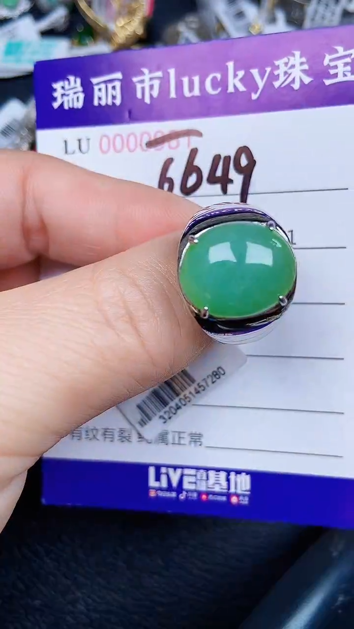 颈饰银S925镶嵌翡翠6649