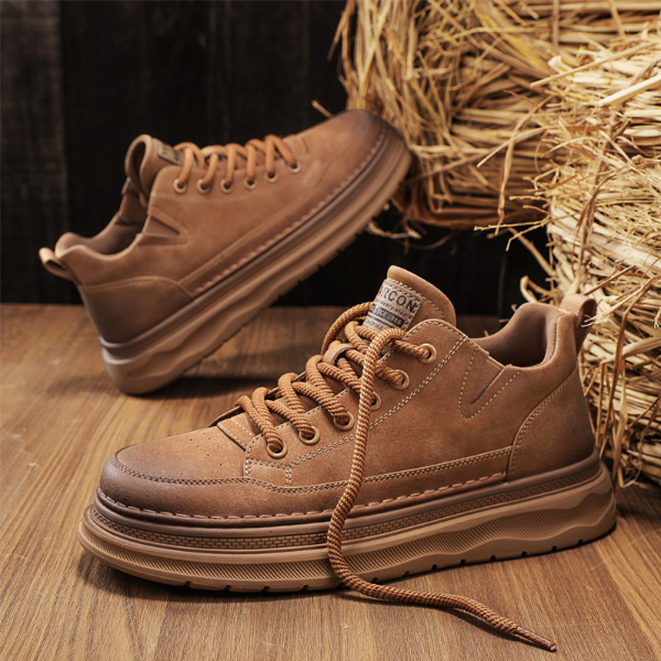 YEARCON/意尔康男鞋秋季新款复古百搭休闲厚底防滑耐磨休闲皮鞋