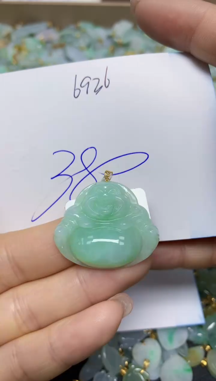 【闪购商品】翡翠挂件18K金镶嵌 天然翡翠A货