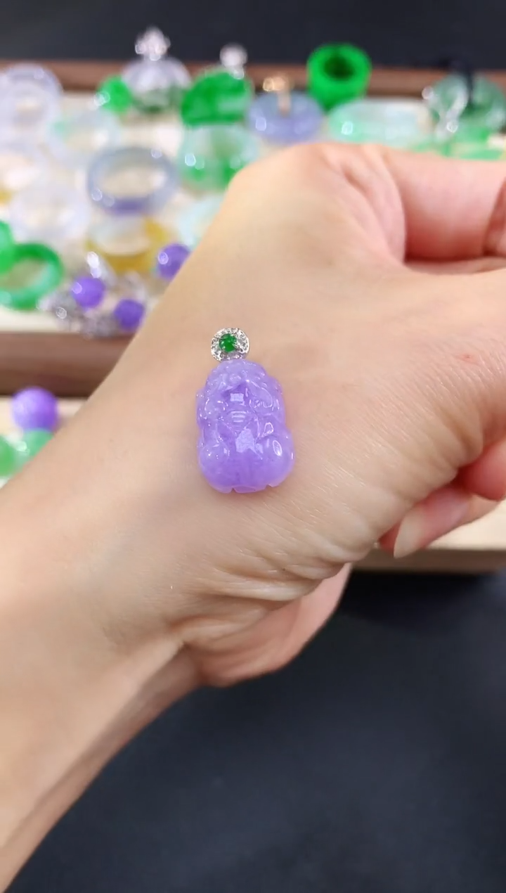 吊坠(不含链)18K金镶嵌翡翠94|3980