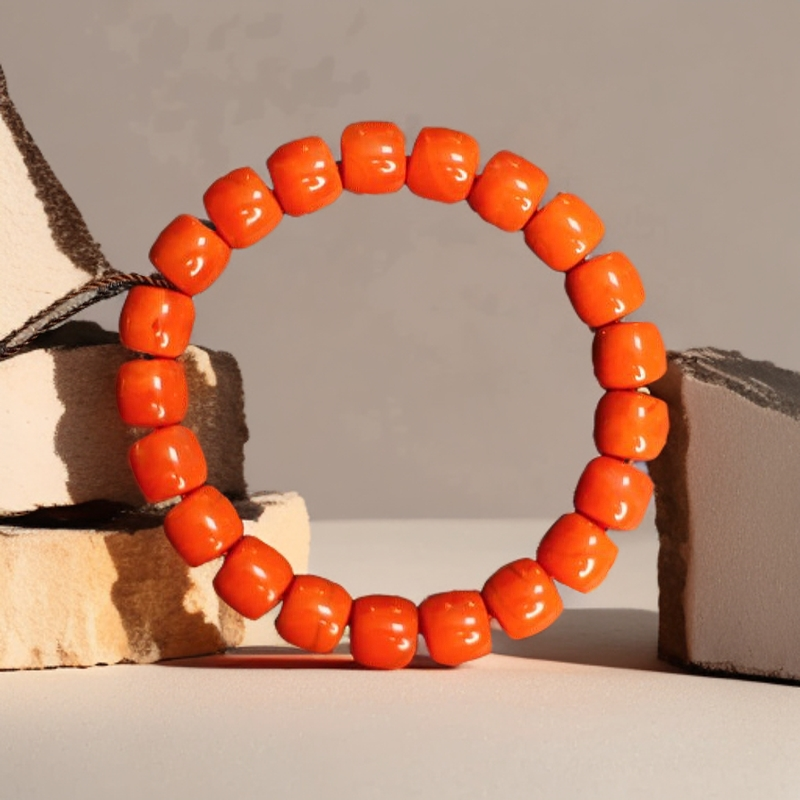 DZ7756清代 南红玛瑙 桶珠 手串 光面（大）-FS/文玩/收藏/已评级