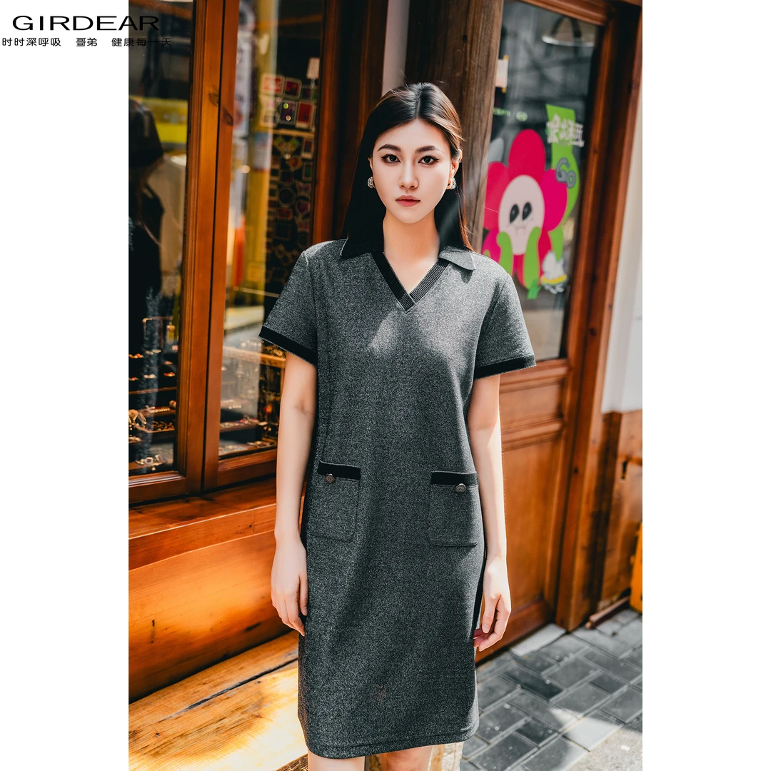 GIRDEAR/哥弟新款气质时尚夏季中长款宽松百搭女装连衣裙 1500547