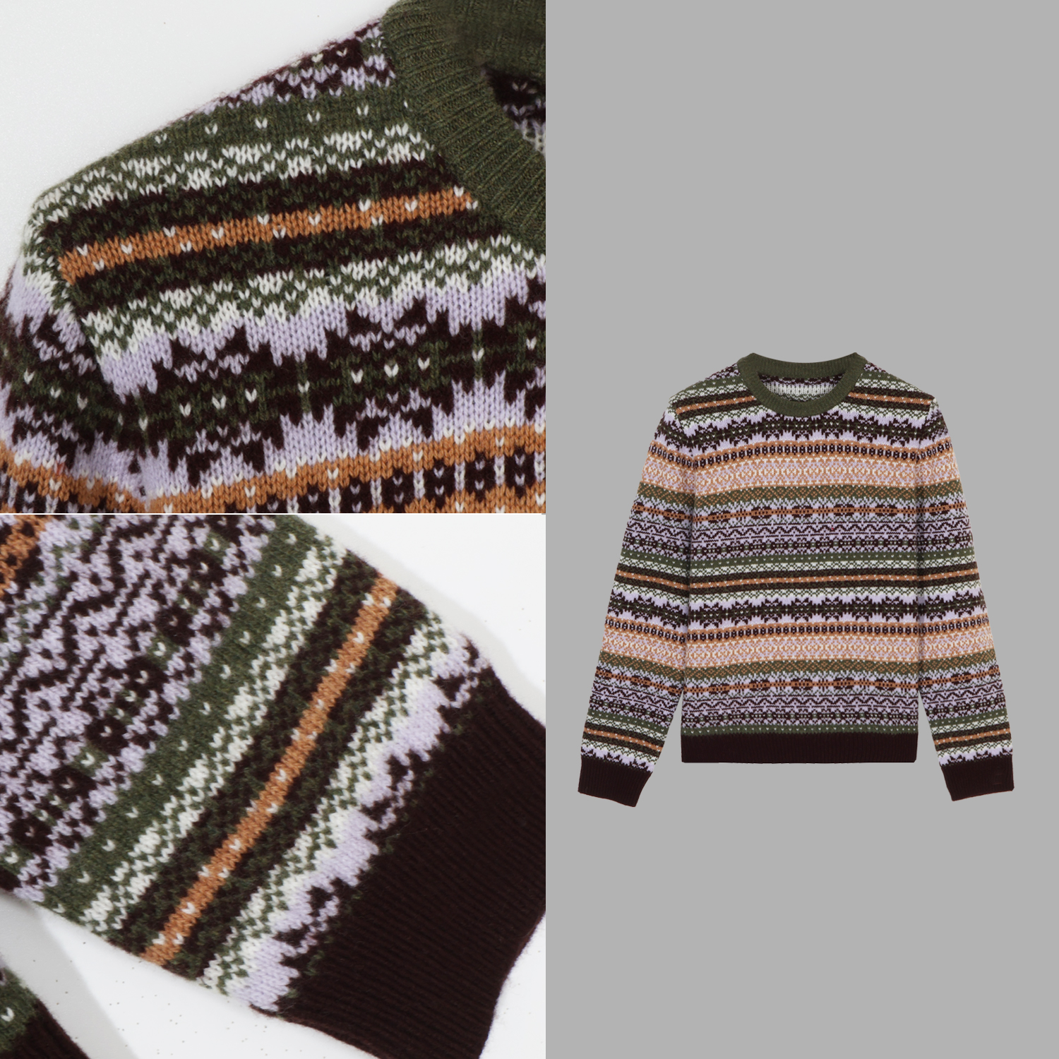 凯特丝蓓3641#【诺雅】费尔岛提花圆领套头长袖针织衫女