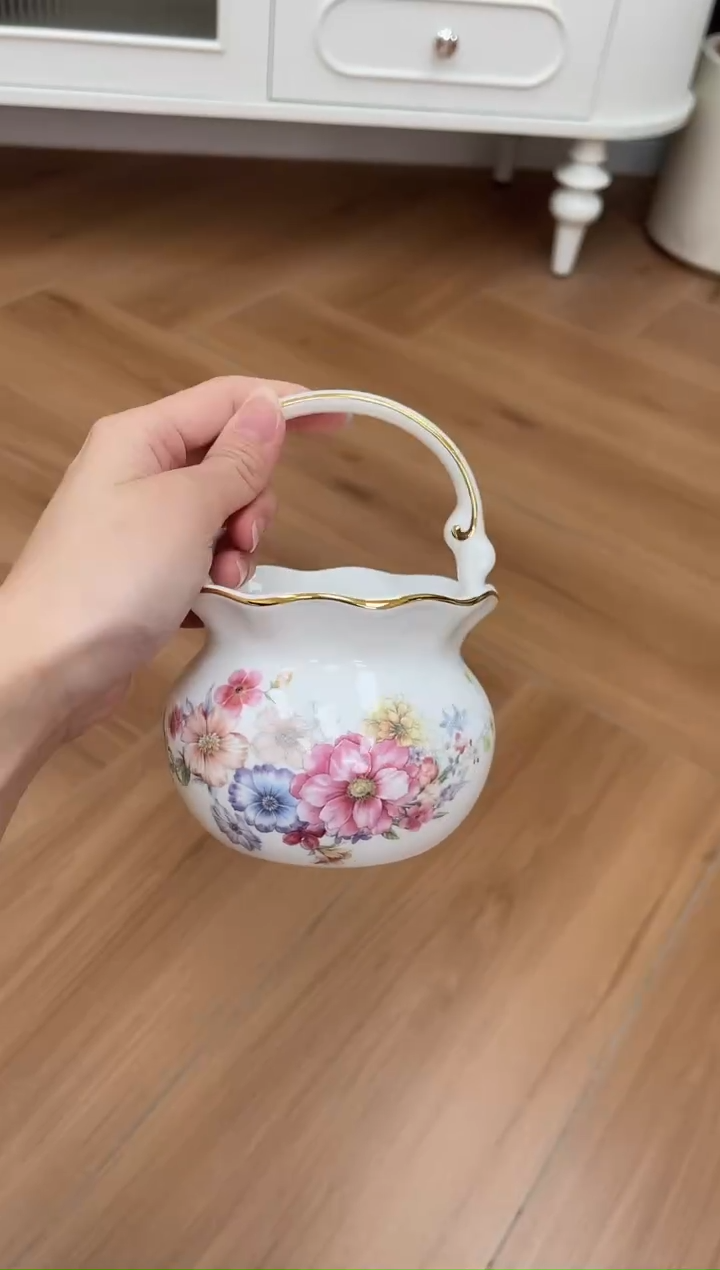 杯花高骨骨瓷花篮花篮