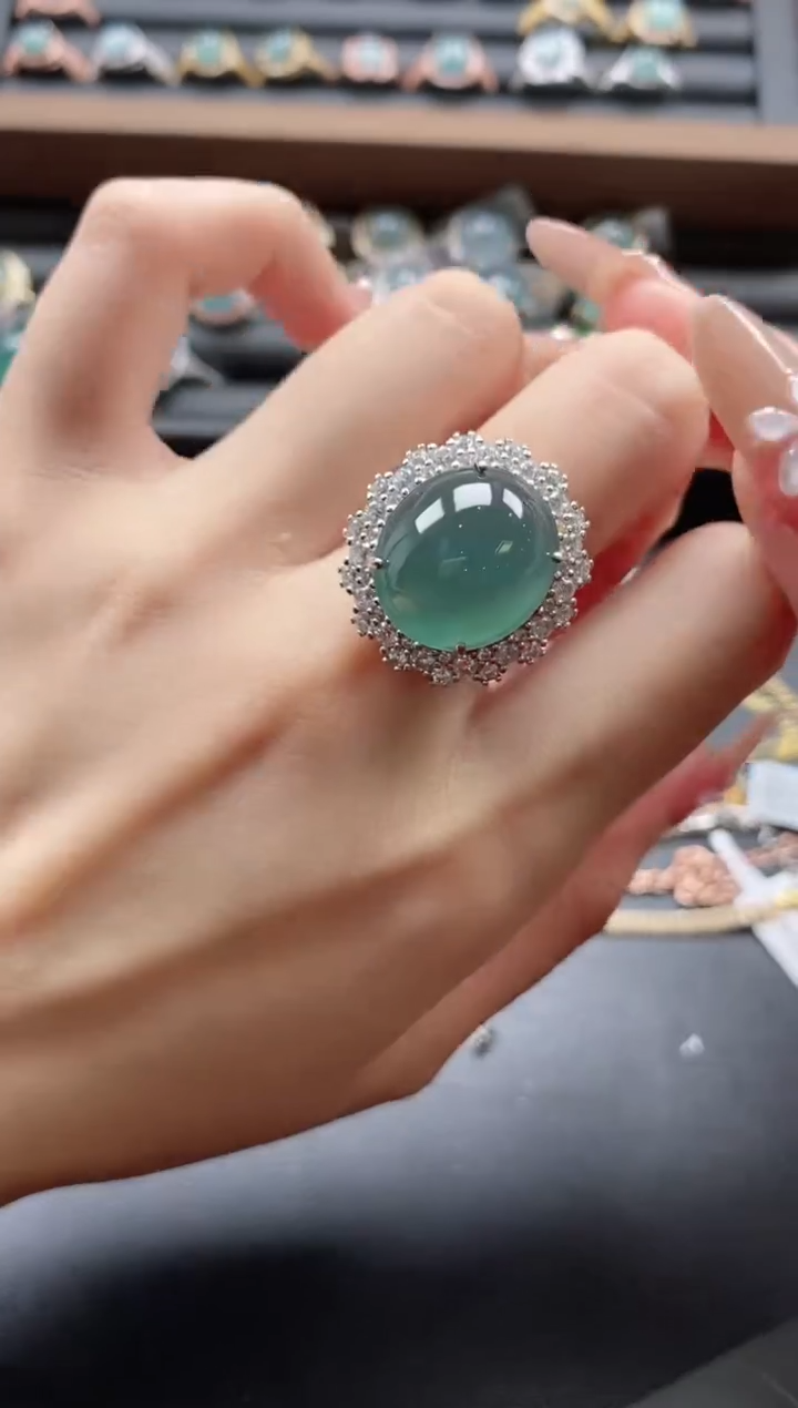 【闪购商品】翡翠戒指银S925镶嵌51511