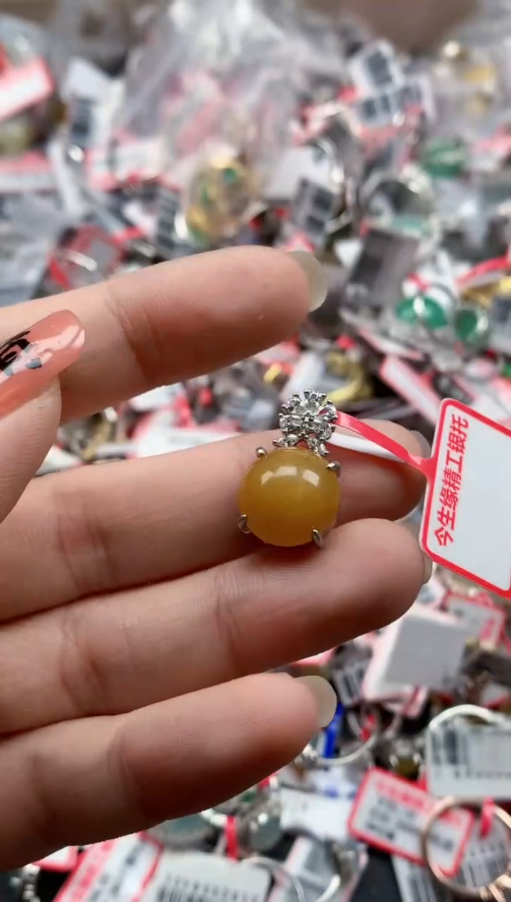 银S925镶嵌戒指翡翠天然A货缅甸翡翠