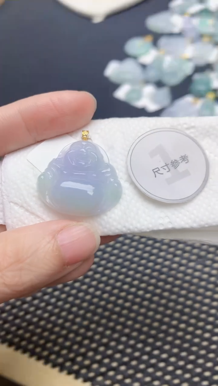 颈饰18K金镶嵌翡翠天然缅甸A货翡翠