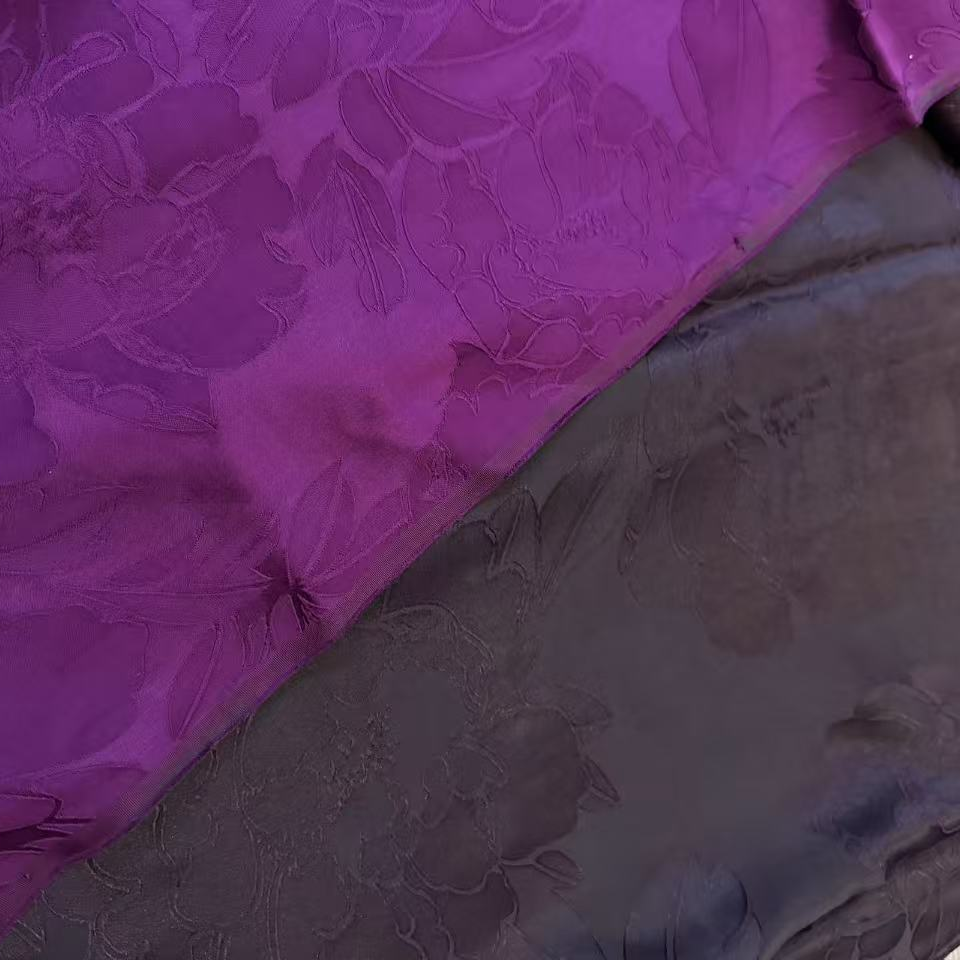 *【莨丝智友】[高亮紫] 重缎提花 香云纱 0.5米 lxz1103