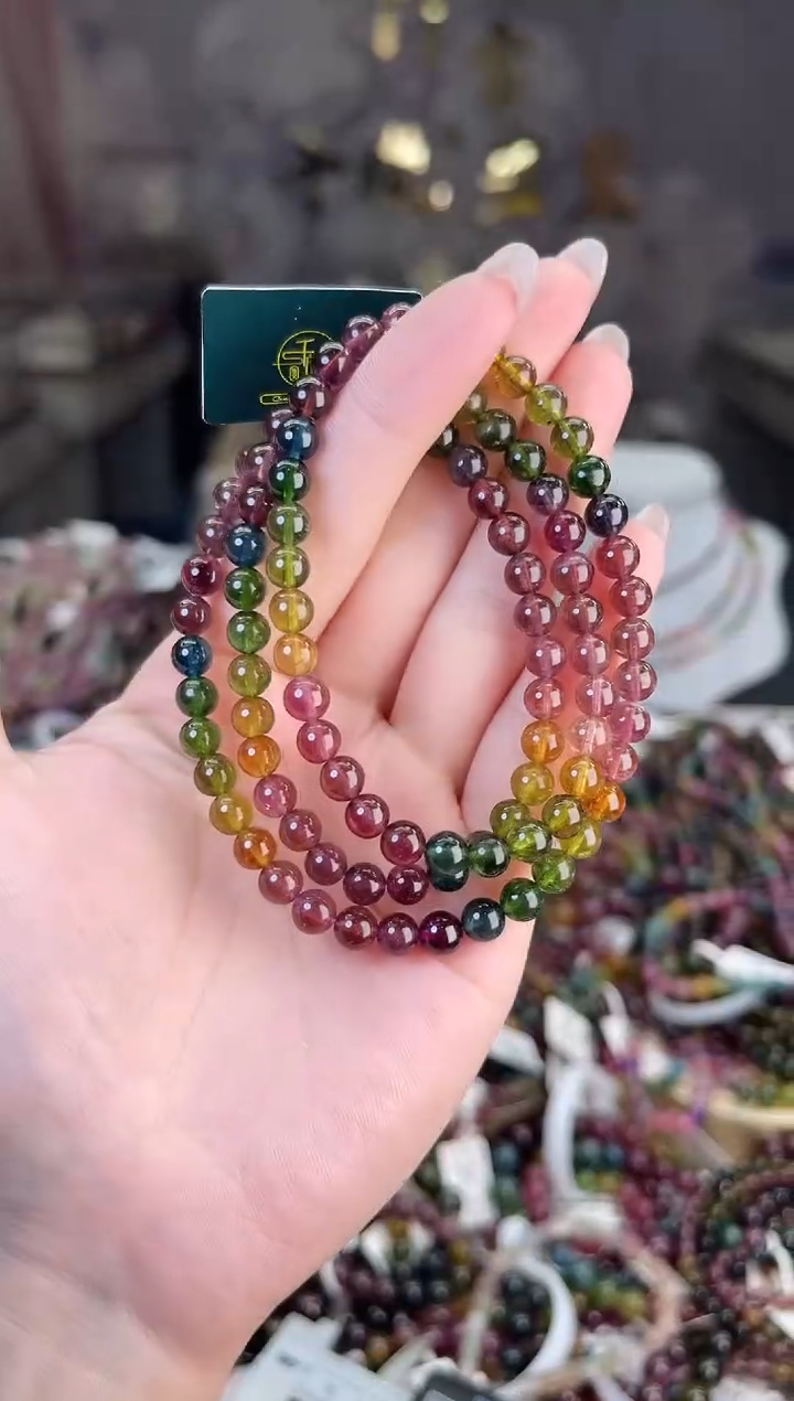 【闪购商品】/未镶嵌碧玺5mm+碧玺多圈多样性发货