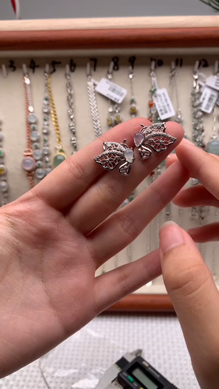 银S925镶嵌戒指翡翠晓耳饰