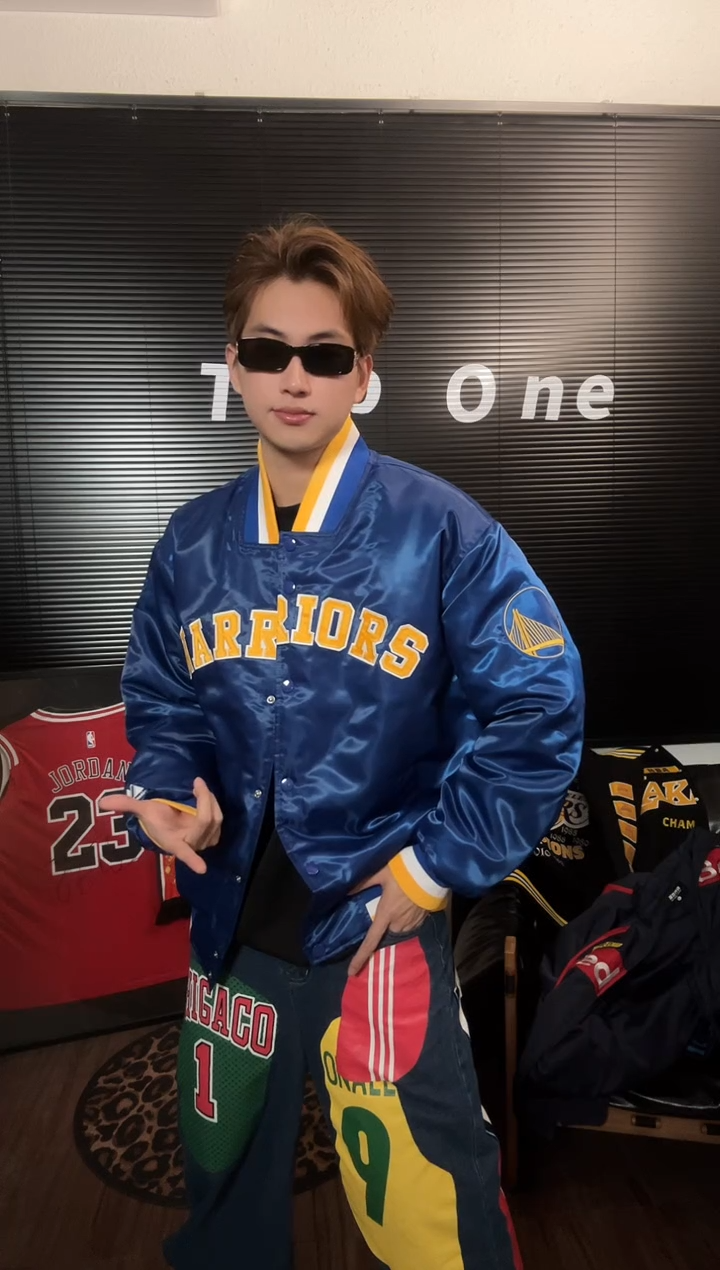 复古-金州勇士刺绣棒球服棉服外套夹克