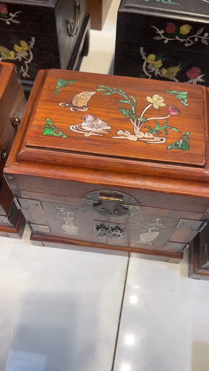 【闪购商品】木鸳鸯戏水官箱首饰箱