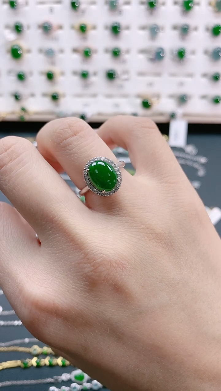 【闪购商品】翡翠戒指银S925镶嵌天然翡翠