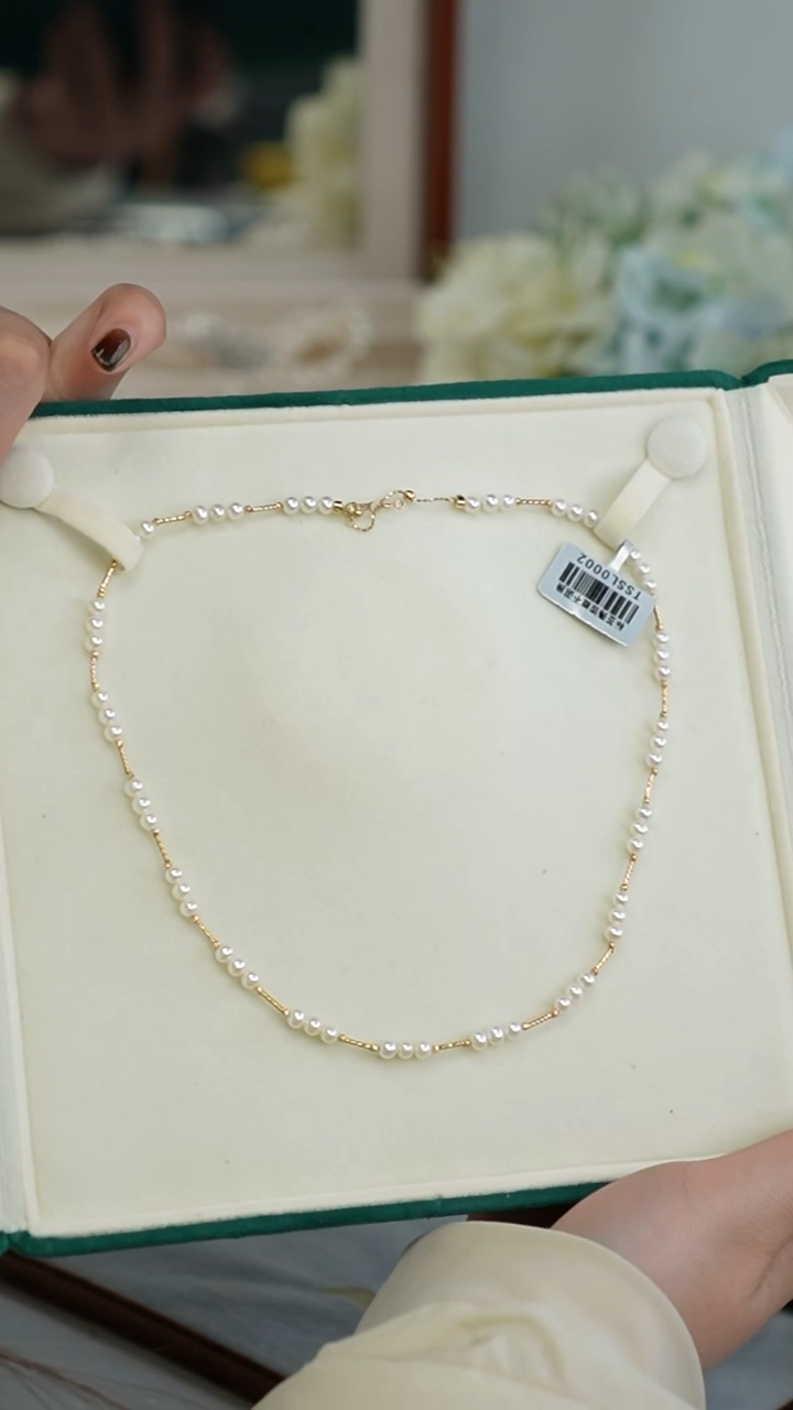 【闪购商品】淡水珍珠项链18K金镶嵌项链 4-4.5mm