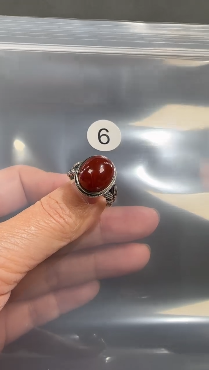 银S925镶嵌南红玛瑙珠宝半成品千**尘定制镶嵌戒指