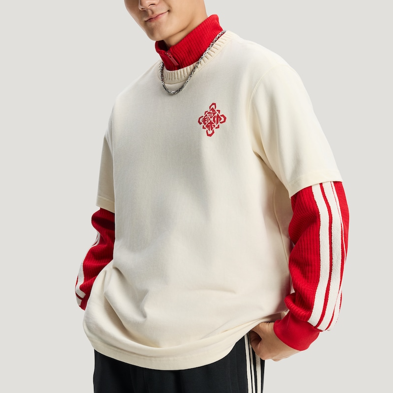 阿迪达斯/adidas三叶草男女款新年款纯棉运动宽松短袖T恤 KT0713