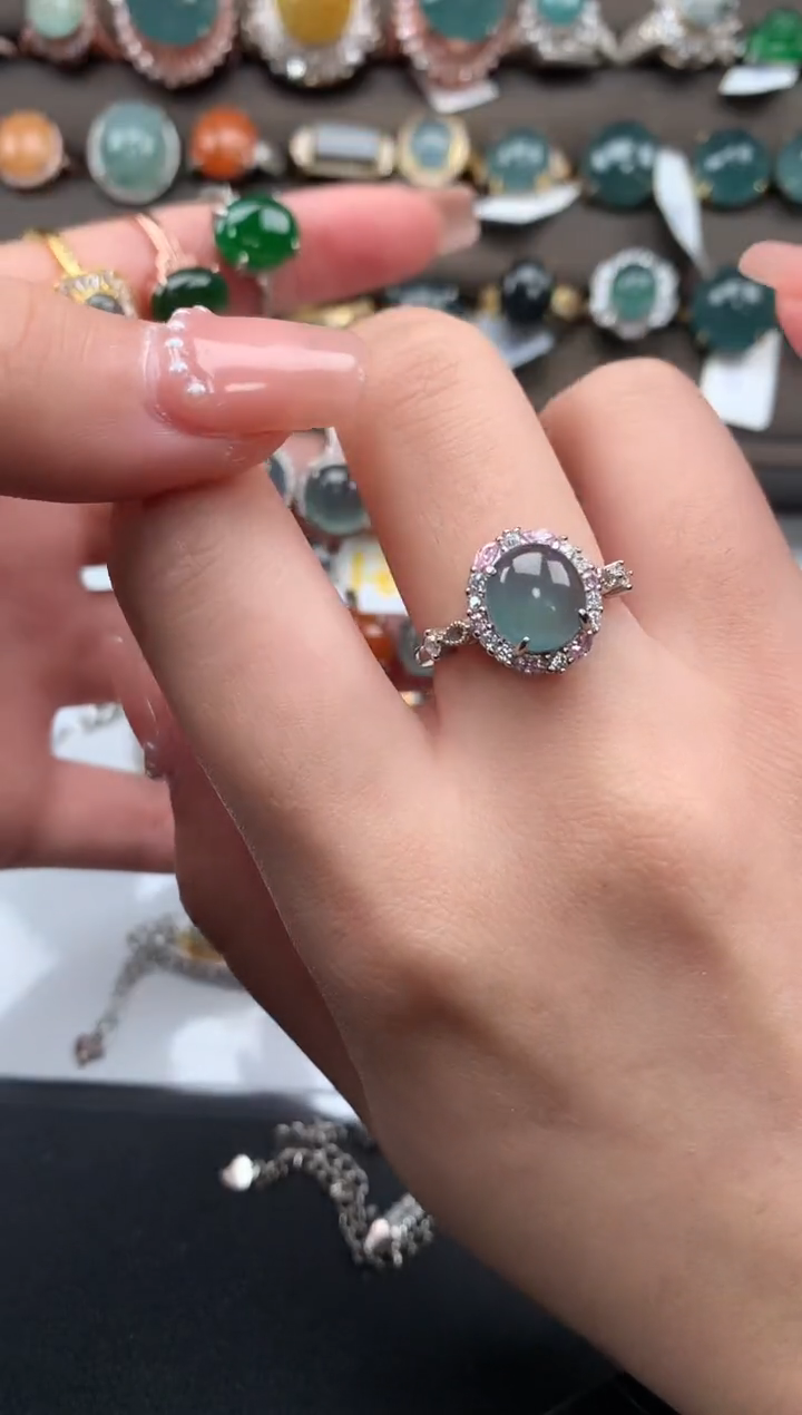 【闪购商品】翡翠戒指银S925镶嵌52141