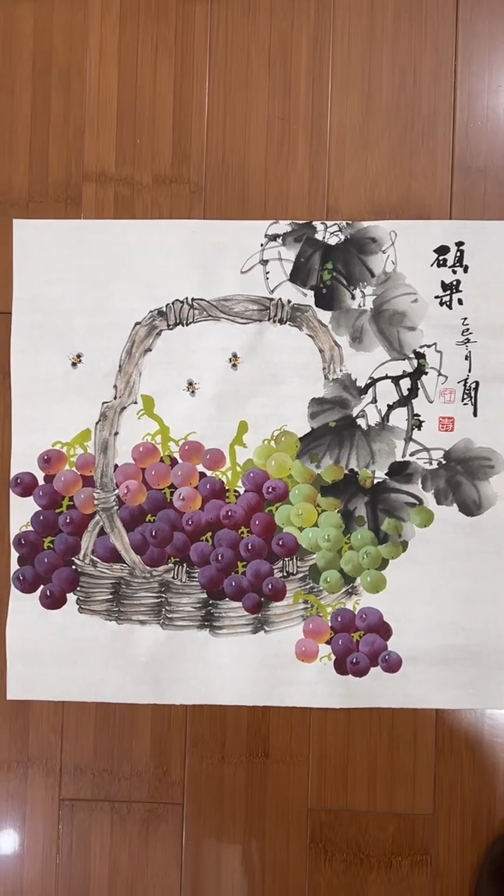 国画【福利，纯手工手绘】王立国葡萄50*50厘米