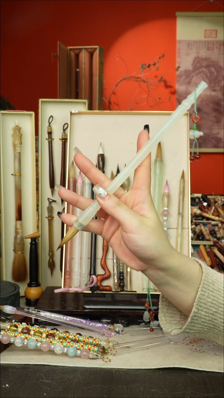 472号闪孤品高货毛笔链接 清水试笔 蘸墨不退