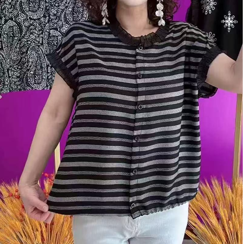 748-花边拼接雪纺衫