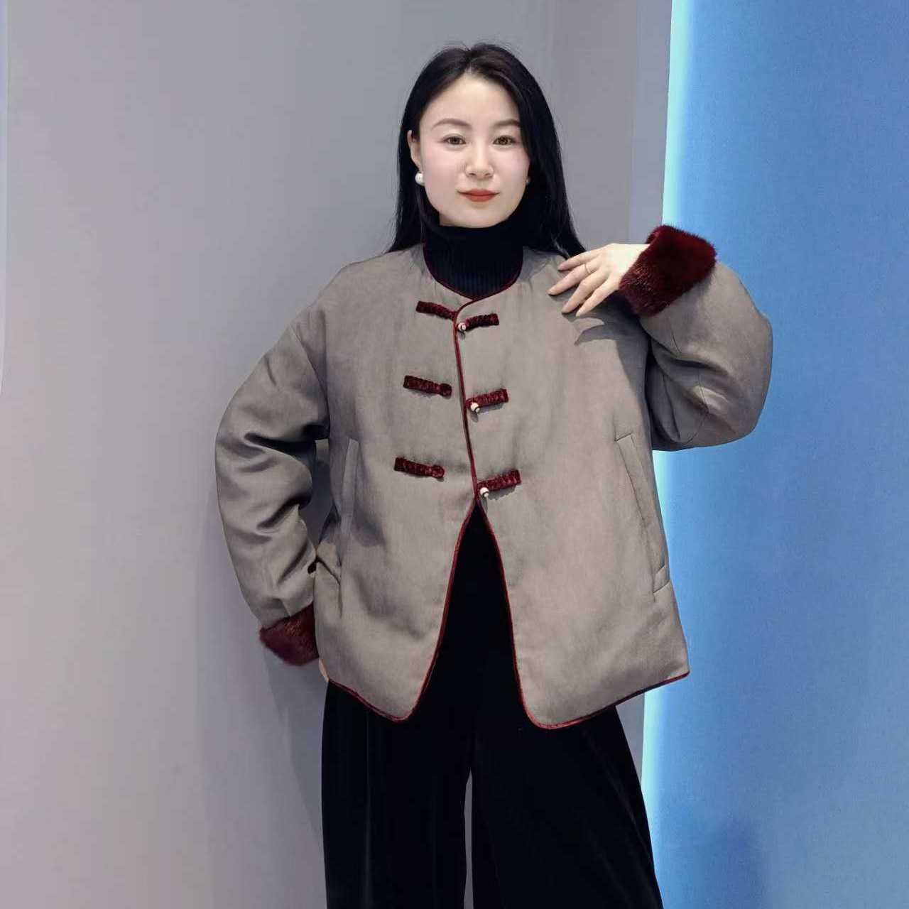 【XRSHIJIA】冬季新款中式国风女款鹅绒服轻奢  97651