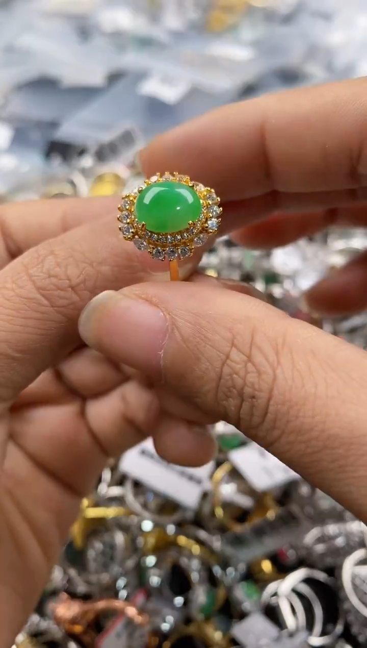 银S925镶嵌戒指翡翠3333---10