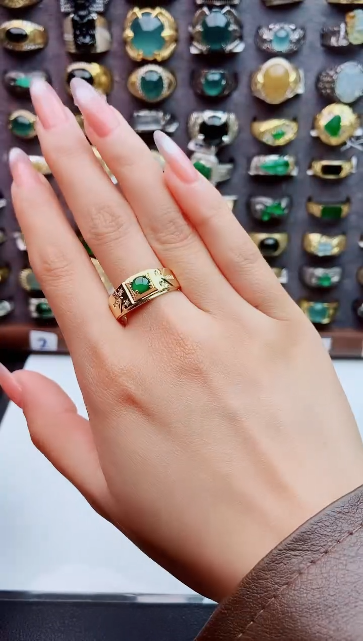 未镶嵌戒指翡翠天然翡翠男戒