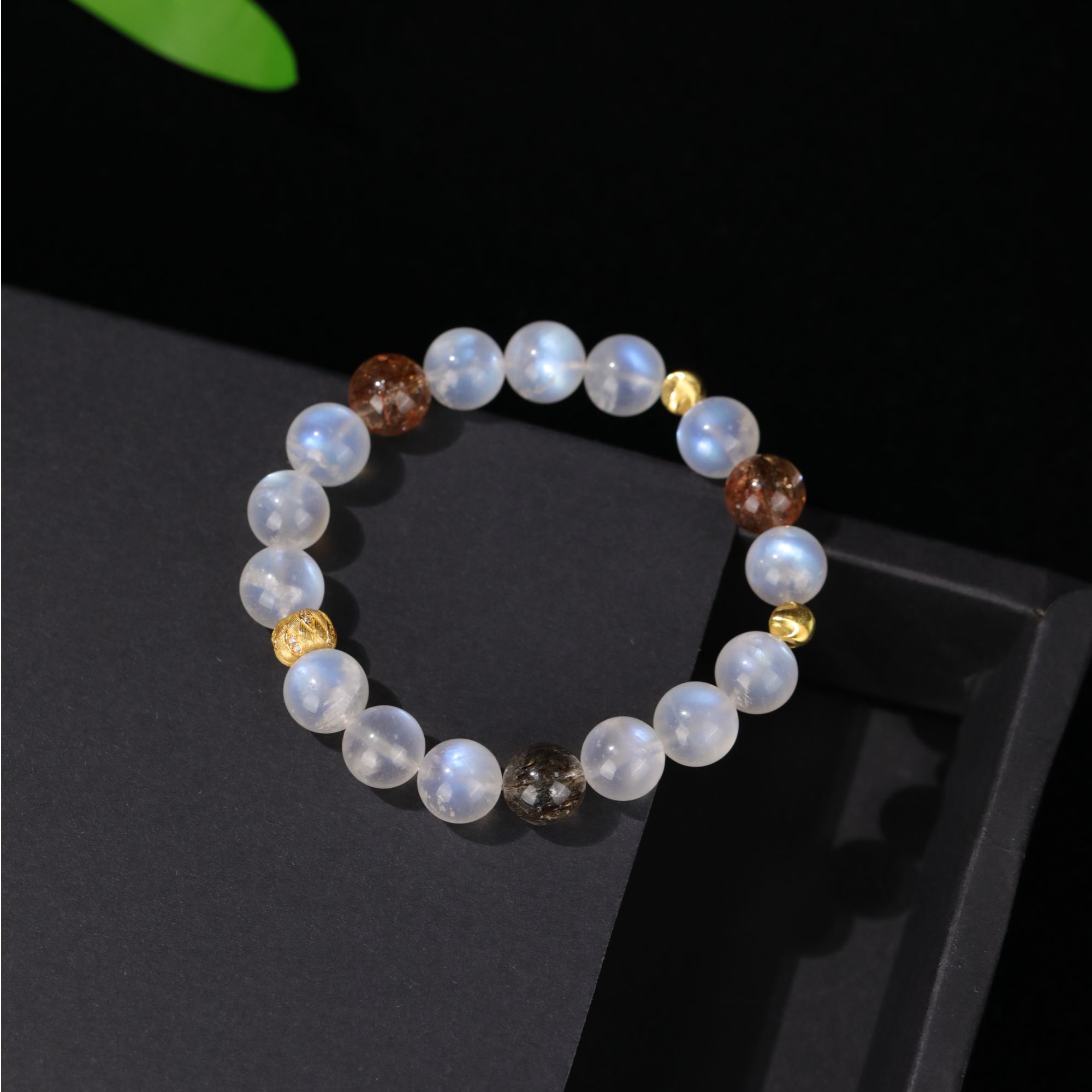 【月揽星河】天然蓝月光+天然黑金超手串设计款有证书