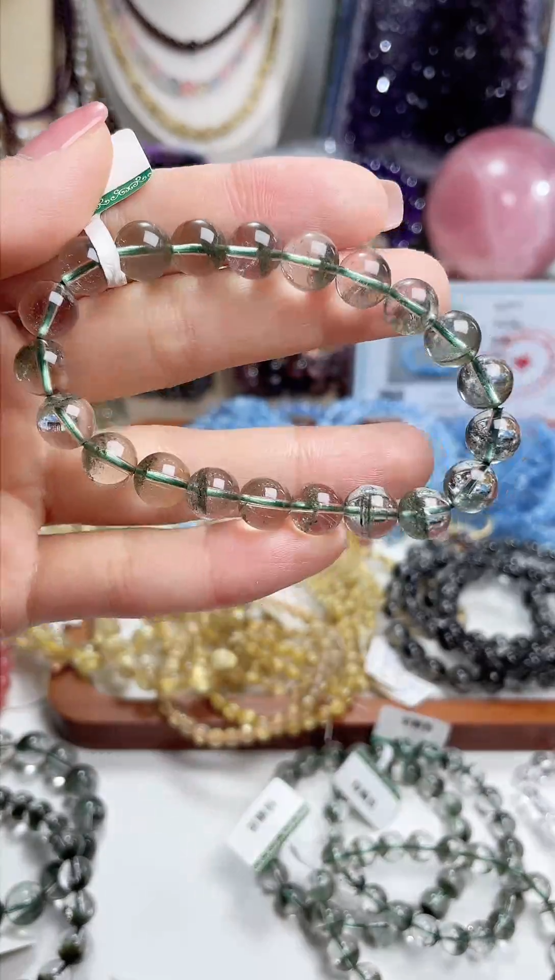 【闪购商品】水晶手链未镶嵌9-10mm绿幽灵满天星手链