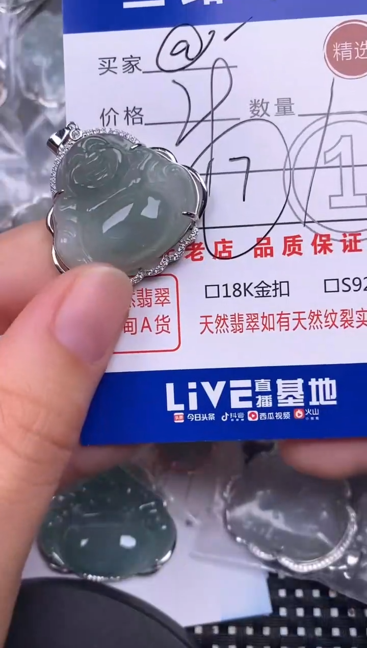 颈饰银S925镶嵌翡翠@**泪挂件