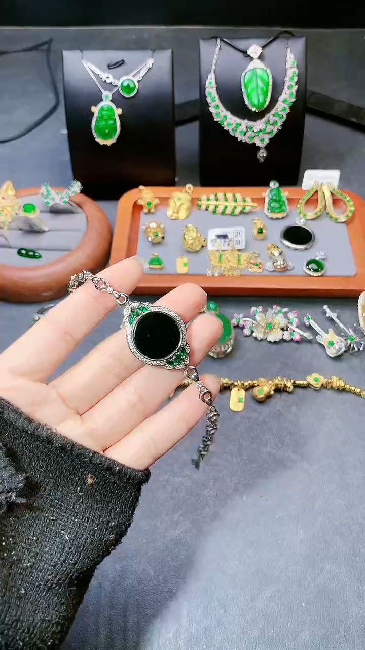 【闪购商品】翡翠手链银S925镶嵌手链