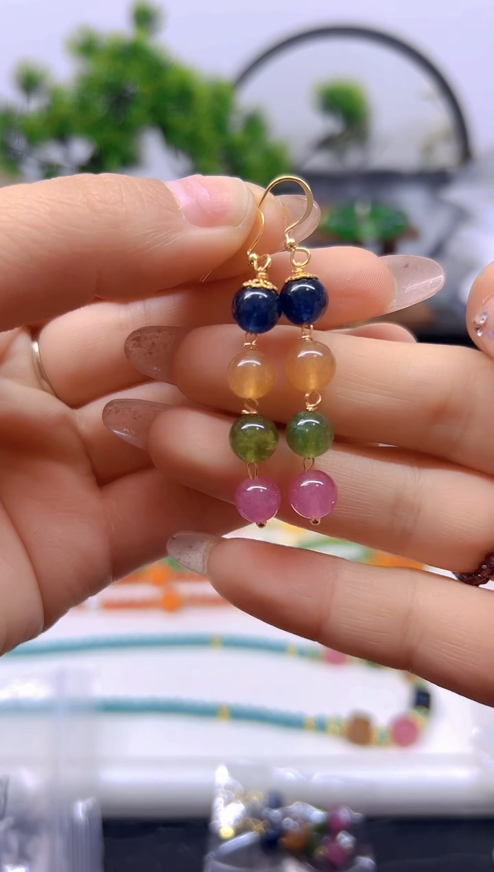 【闪购商品】碧玺耳饰14K金镶嵌耳饰E58