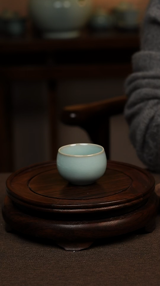 瓷片天青色小禅定杯60ml微瑕不带礼盒
