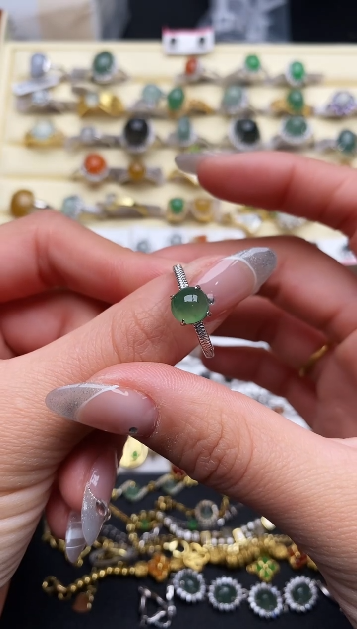 【闪购商品】翡翠戒指银S925镶嵌333333 +7