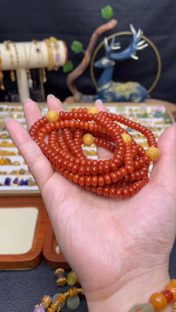 【闪购商品】南红玛瑙手串银S925镶嵌南红算盘珠（镂空球款）