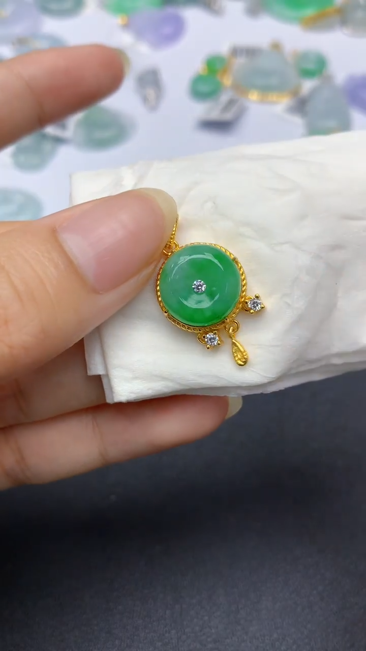 翡翠银S925镶嵌颈饰天然缅甸a货翡翠百元以上9元证书费自理