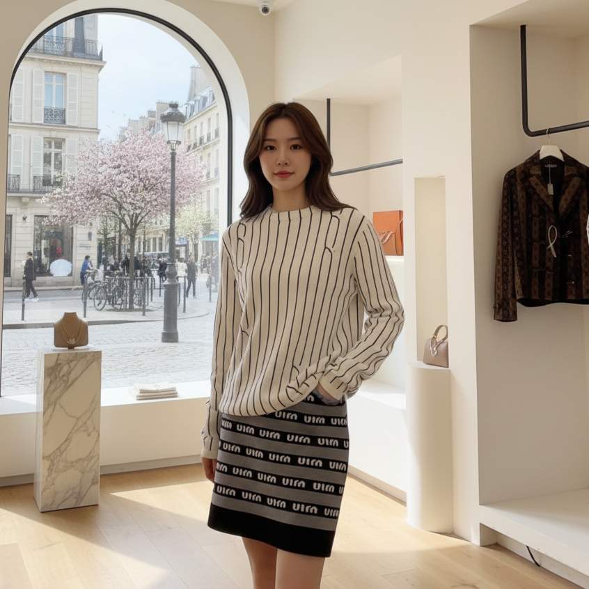 未使用 Loro Piana/诺悠翩雅 Loropiana 条纹羊毛针织衫 白色38