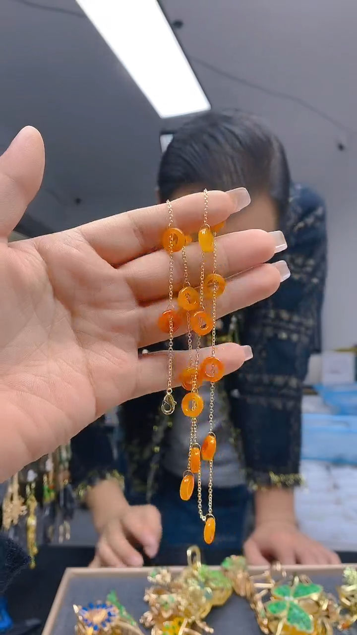 【闪购商品】翡翠耳饰合金276翡翠锁骨链