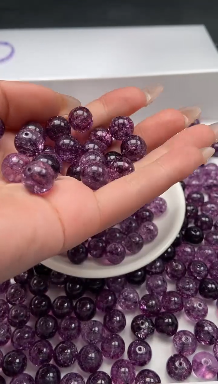 颈饰未镶嵌水晶W1696乌梅紫色碧玺12mm*6颗