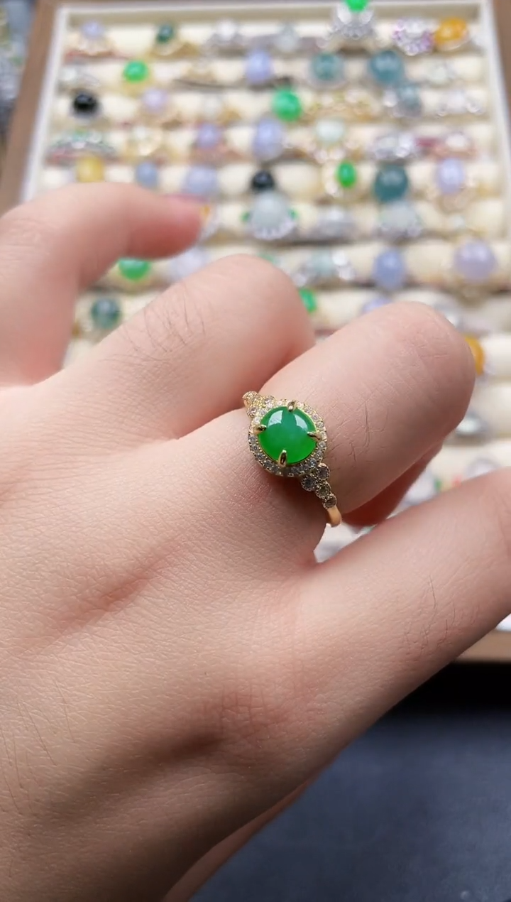 银S925镶嵌戒指翡翠35