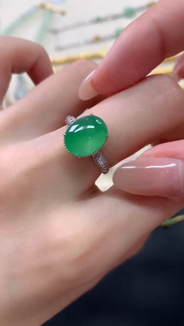 翡翠戒指18K金镶嵌Y314|6800