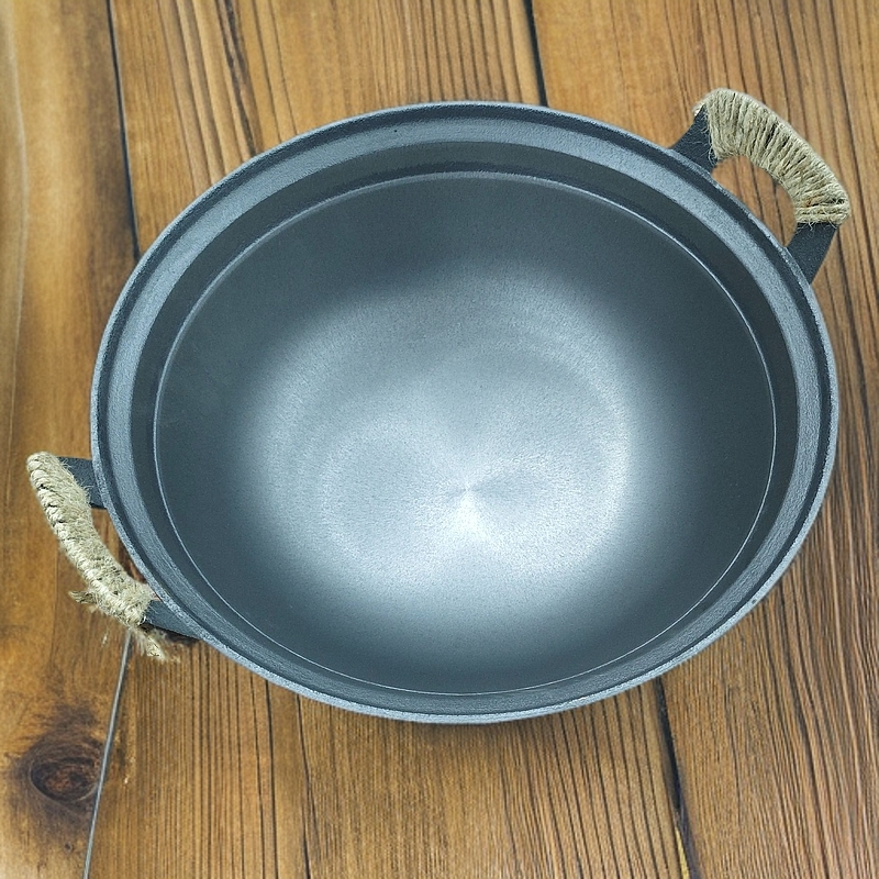 老式双耳生铁铸铁锅精抛圆底燃气柴火灶加厚［注意：使用后不退换！］