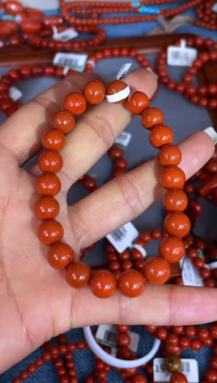未镶嵌手串南红玛瑙苗*兔N79凉山瓦西料满色满肉柿子锦单圈